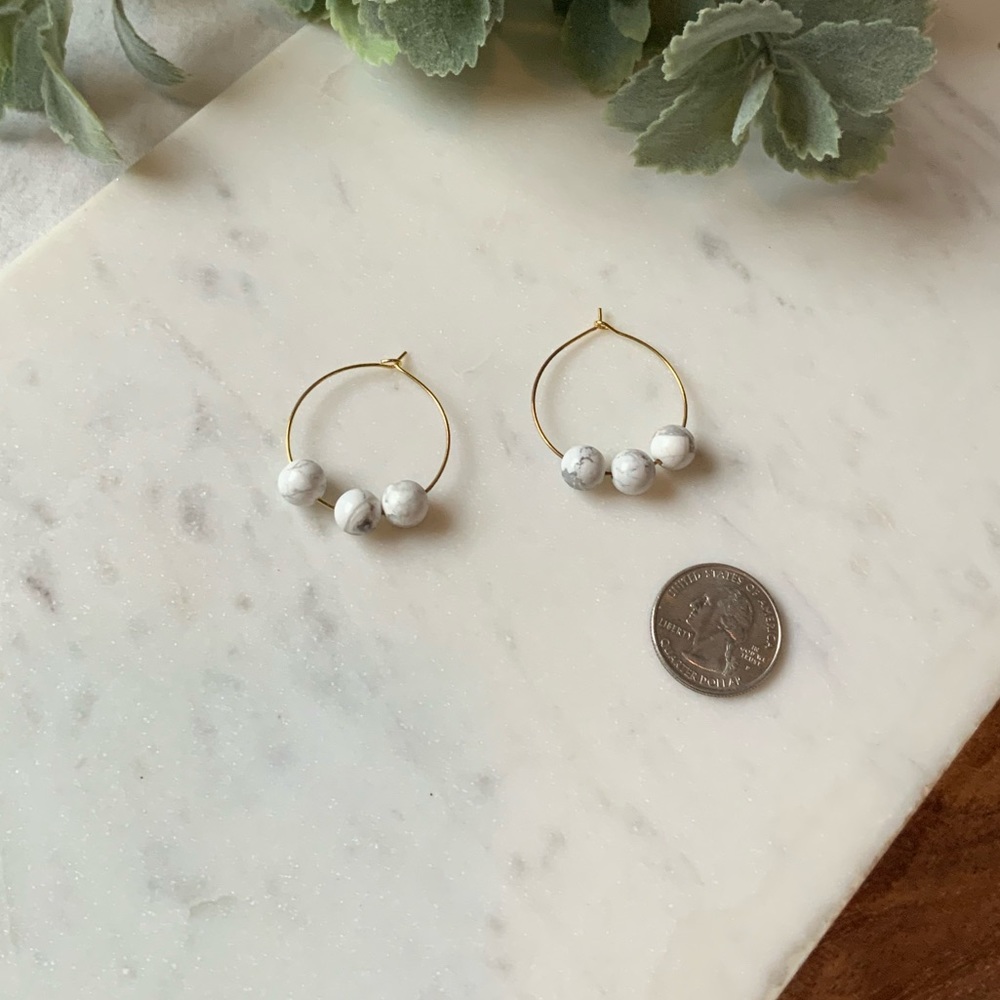 The Poppy - Neutral Marbled Dainty Hoops - Picture 5 of 5